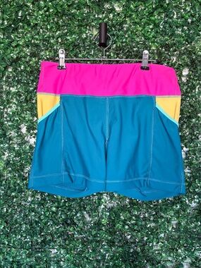 Body Glove Swim shorts Teal Shorts with Hot Pink Waistband & Yellow Accents
